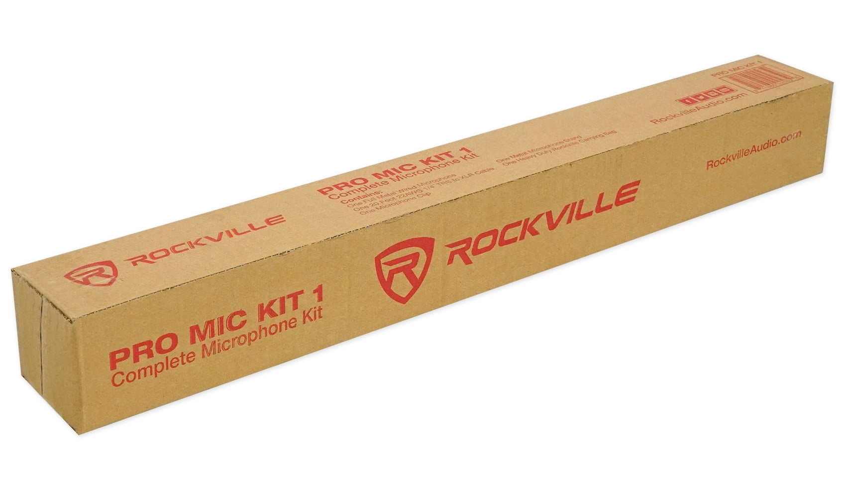 Rockville Pro Mic Kit 1 Vocal Microphone Kit, 600 Ohm, Uni-Directional Pickup, 20 ft XLR to 1/4 in OFC Cable, Adjustable Stand, Canvas Carry Bag, for Karaoke and Live Performance