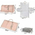thumbnail image 5 of Bolsa de viaje plegable para mujer y niña, bolso de viaje para ropa, impermeable, de cuero Pu, color morado y rosa, con bolsa para zapatos, 5 of 5