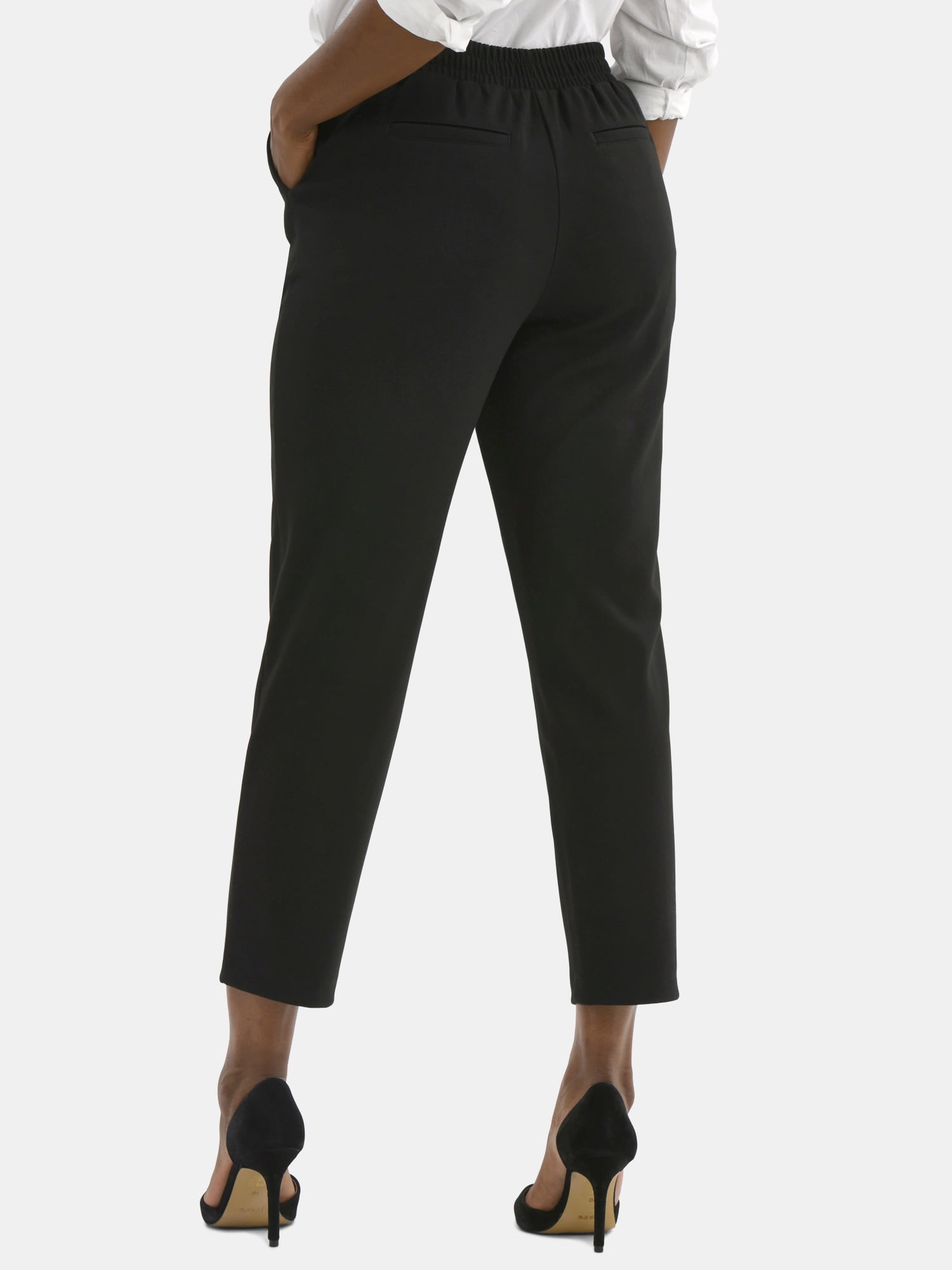 Time and Tru Women's High Rise Tapered Drawstring Pants with Pintuck, 27" Inseam, Sizes XS-XXL