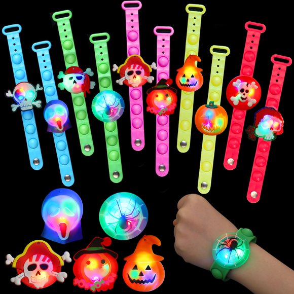Pulseras iluminadas GOHEYI, paquete de 24 unidades, regalos para fiestas de Halloween para niños