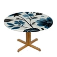thumbnail image 3 of Nawypu  Fitted Table Round Cover Elastic Edged Tablecloth,Country Navy Blue Flower Branch Circle Tables Cover Waterproof Wipeable Tabletop Protector Cloth for Dinner Party Line Plant Floral on White, 3 of 7