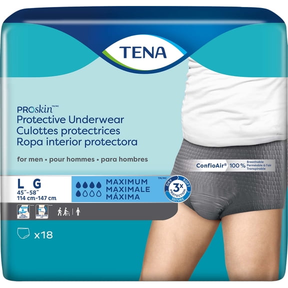 2 Pack - Tena ProSkin Incontinence Underwear for Men, Maximum Absorbency, Large, 18 ct