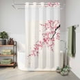 thumbnail image 6 of No Hook Shower Curtain, Cherry Blossoms Shower Curtains for Bathroom with See Through Top Window, Pink Flower Floral Spring Nature Country Waterproof & Washable Bath Curtain Stand Up Stall 36"x72", 6 of 9