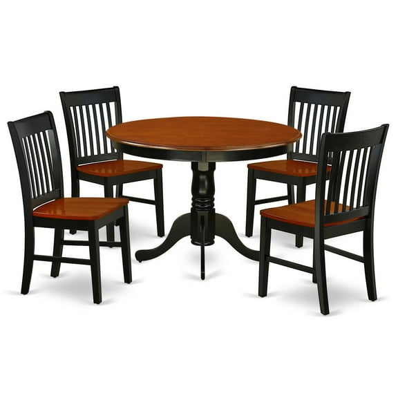East West Furniture Dining Room Set Black & Cherry, HLNO5-BCH-W