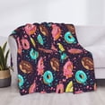 thumbnail image 3 of Honeii Donuts1 print throw blanket, crafted from cozy cotton flannel, offers versatile home decor as a bedding suitable for all seasons.-50"x40", 3 of 6