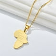 thumbnail image 2 of Ashion African Africa Map Pendant Necklaces Female 14K Yellow Gold Necklace for Women Men Ethiopian Jewelry Gift, 2 of 8