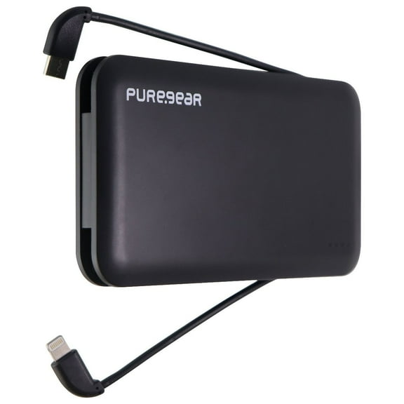 PureGear PureJuice 10K Portable Charger with Built-in Cables for iPhone & USB-C