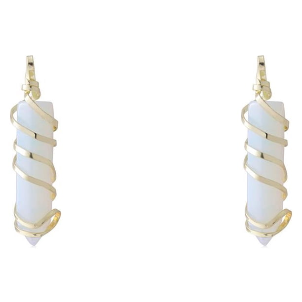 Sonducket Alambre envuelto encanto hacer hallazgos vacaciones aniversario regalo colgante colgante cristal encantos DIY collar llaveros blanco Blanco 2Conjunto