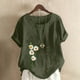 thumbnail image 2 of Camiseta suelta informal de verano con cuello redondo y manga corta con estampado de flores para mujer OAVQHLG3B Store  lin121212, 2 of 4