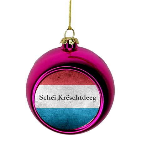 Luxembourg Christmas Flag Luxembourg Bauble Christmas Ornaments Pink Bauble Tree Xmas Balls ()