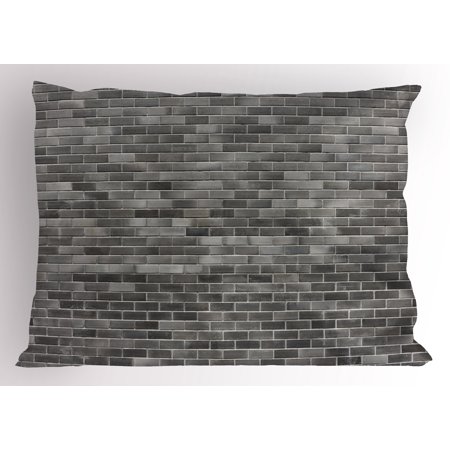 Grey And White Pillow Sham Modern Brick Wall Tiles Urban Construction Architecture Building Town Art Picture Decorative Standard Queen Size Printed Grey And White Pillow Sham Modern Brick Wall Tiles Urban Construction Architecture Building Town Art Picture Decorative Standard Queen Size Printed