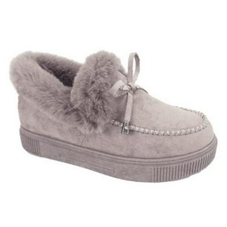 

Women Casual Fashion Flat Moccasins Fuzzy Thickening Warm Comfy Slippers For Indoor Outdoor New