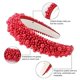 thumbnail image 2 of Diadema de perlas Diadema roja Moda para mujeres y niñas Diadema acolchada con cuentas gruesas lindas Diadema hinchada elegante Diadema festiva Accesorios para el cabello 15 * 4,2 cm, 2 of 5