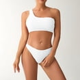 thumbnail image 7 of Fznquz 2 Piece Bikini Sets for Women Cheeky One Shoulder Bathing Suit Tummy Control High Waisted Swimsuits,M, 7 of 7