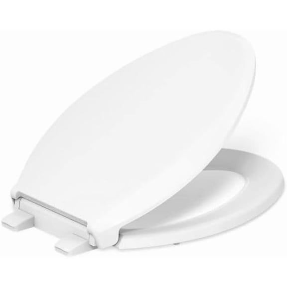 Goen Elongated Toilet Seat Slow Close, Soft Close Toilet Seat Quiet Lid, Contoured Grip-Tight Bumpers Installation Hardware, Apartment Essentials