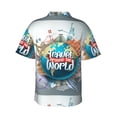 thumbnail image 3 of Daiia Travel Around The World Hawaiian Shirt for Men Gentle Cotton Regular Short Sleeve Casual-3X-Large, 3 of 9