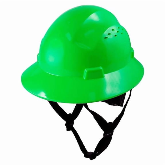 Caco America B3179984 Full Brim Hard Hat, 4 Point Ratchet Suspension Vented Class C Type 1 - Green