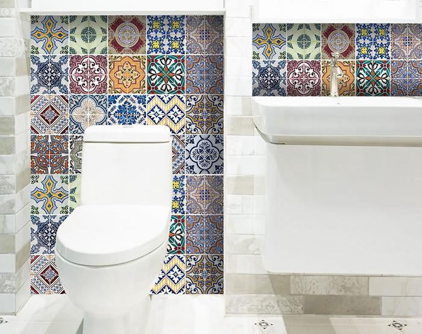 HomeRoots 400364 8 x 8 in. Linna Multi Blue Mosaic Peel & Stick Tiles