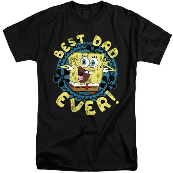SpongeBob SquarePants Father's Day Best Dad Ever Unisex Adult Tall T Shirt (3X-Large) Black