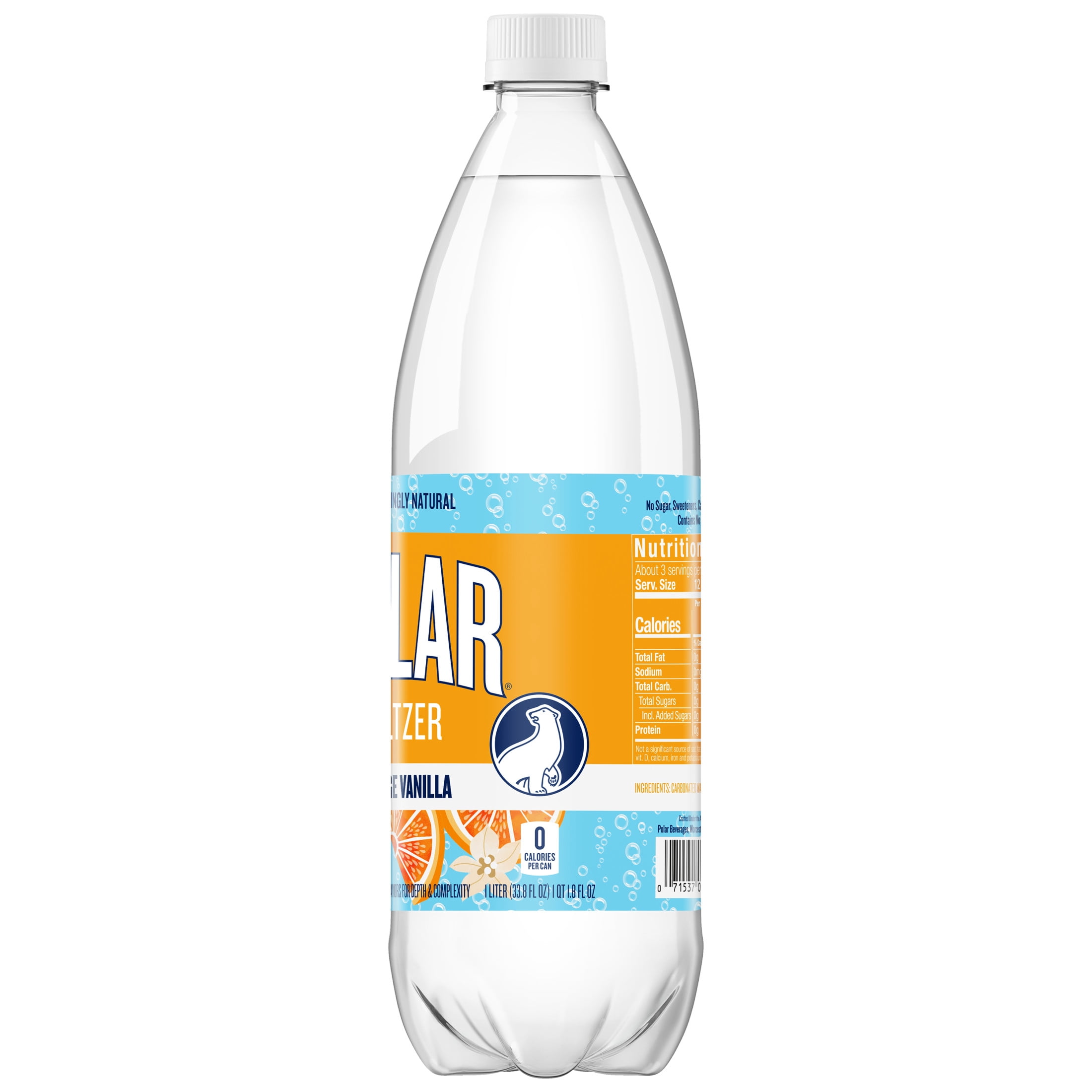 Polar Zero Calorie Orange Vanilla Sparkling Seltzer Water, 1 L, Bottle
