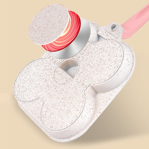 Sartén para tortillas de piedra médica Mini cacerola para freír huevos de 3 orificios Utensilios de cocina (rosa blanco) Ndcxsfigh Libre de BPA