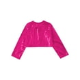 thumbnail image 4 of iiniim Kids Girls Boys Shinny Long Sleeve Dance Crop Tops Sequin Athletic Shirts Tee Dancewear, 4 of 7