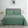 thumbnail image 2 of Hong and Arts Inc. Marina Decoration Ultra Soft Silky Deep Pocket Solid Rayon from Bamboo All Season Bedding Pleated Sheet Set Green - Queen, 2 of 5