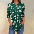 thumbnail image 2 of Olyvenn 3/4 Length Sleeve Womens Casual 3/4 Sleeve Shirts Button Crew Neck Loose Casual Blouses Floral Print Tshirts Multicolor XXL, 2 of 5