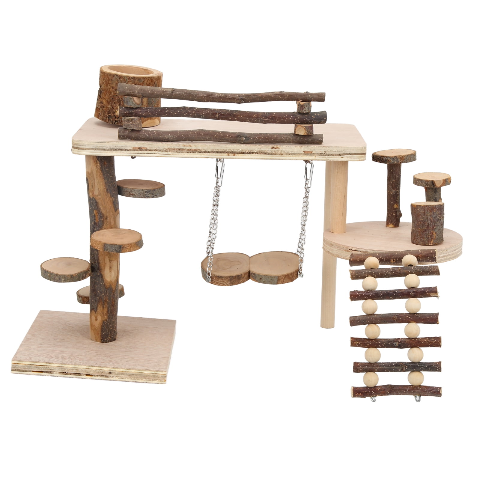 Riousery Hamster Apple Wood Ladder Playground (13 inches / 33 cm) Safe Durable Wooden Playground for Hamster Little Pet