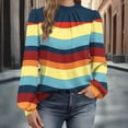 thumbnail image 6 of cocolona Womens Dressy Casual Blouses Long Sleeve Crew Neck Pleated T-shirts Fashion Color Block Tunic Tops, 6 of 6
