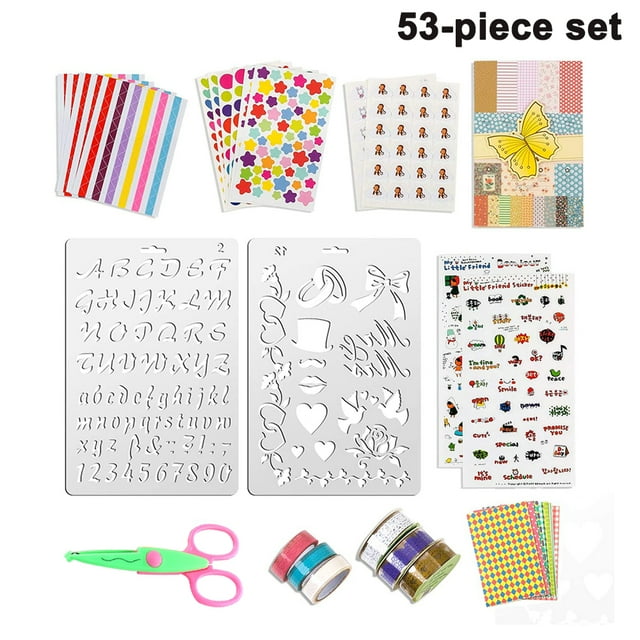 Juego De Accesorios Para Álbumes De Recortes, 53 Piezas, Accesorios Para Manualidades, Pegatinas Adhesivas, Esquinas De Fotos, Bolígrafos Metálicos, Punzones, Cinta De Encaje Jormftte 2034640