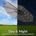 thumbnail image 2 of Sunnydaze Outdoor Aluminum Patio Umbrella with Solar LED Lights, Tilt, and Crank - 9' - Awning Stripe, 2 of 9