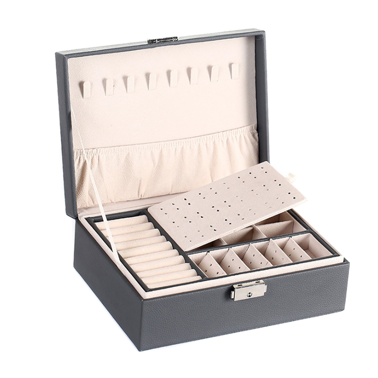 Suzicca Multi-Functional Jewelry Box PU Leather Casket Double
