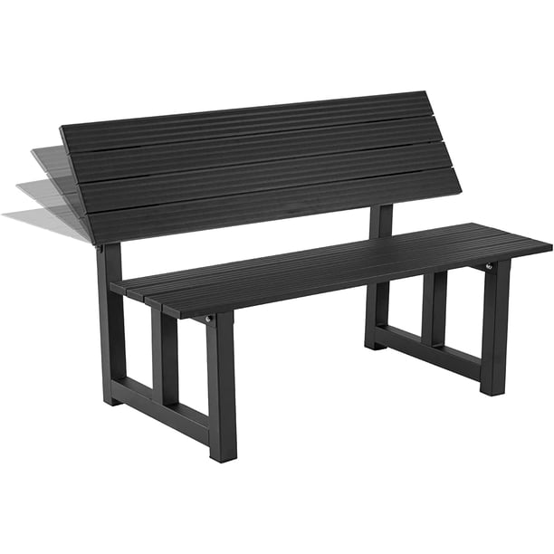 TECSPACE Aluminum Outdoor Convertible Bench Black, Total 400 LBS Load
