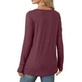thumbnail image 4 of Lmnyox Long Sleeve Casual Shirts for Women Dressy Fashion Crew Neck Solid Tops Basic Work Tees with Thumbhole, 4 of 9