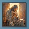 thumbnail image 3 of Kit de pintura por números sobre lienzo, arte al óleo artesanal, imagen de Jesús, decoración de pared del hogar, 40x40cm, 3 of 9