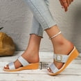 thumbnail image 6 of Taylonsss Women's Low Wedge Heel Sandals with Glitter Strap Metallic Buckle Comfortable Slip-On Design for Beach and Casual Outdoor Use in Spring and Summer, 6 of 9