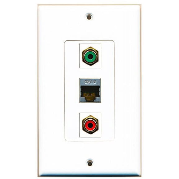 RiteAV - 1 Port RCA Red and 1 Port RCA Green and 1 Port Shielded Cat6 Ethernet Decorative Wall Plate Decorative