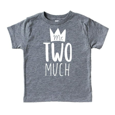 

Boys 2nd Birthday Mr Two Much Crown Birthday Shirt Picture Perfect Outfit Granite Heather Shirt 4T