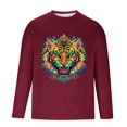 thumbnail image 5 of Jinhomg Mens Big and Tall T Shirts Novelty Funny Mardi Gras Mask Graphic Tees Lightweight Comfy Long Sleeve Crew Neck Tops Holiday Party Streetwear Wine XXL, 5 of 6