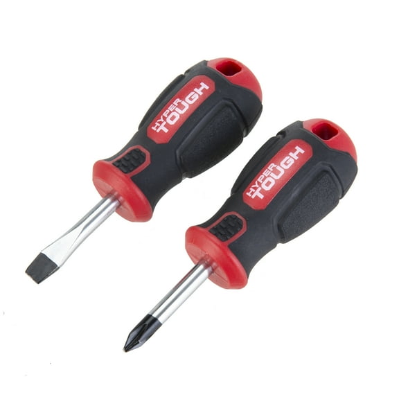 Hyper Tough 2 Piece Stubby Screwdriver Set, 4 inch