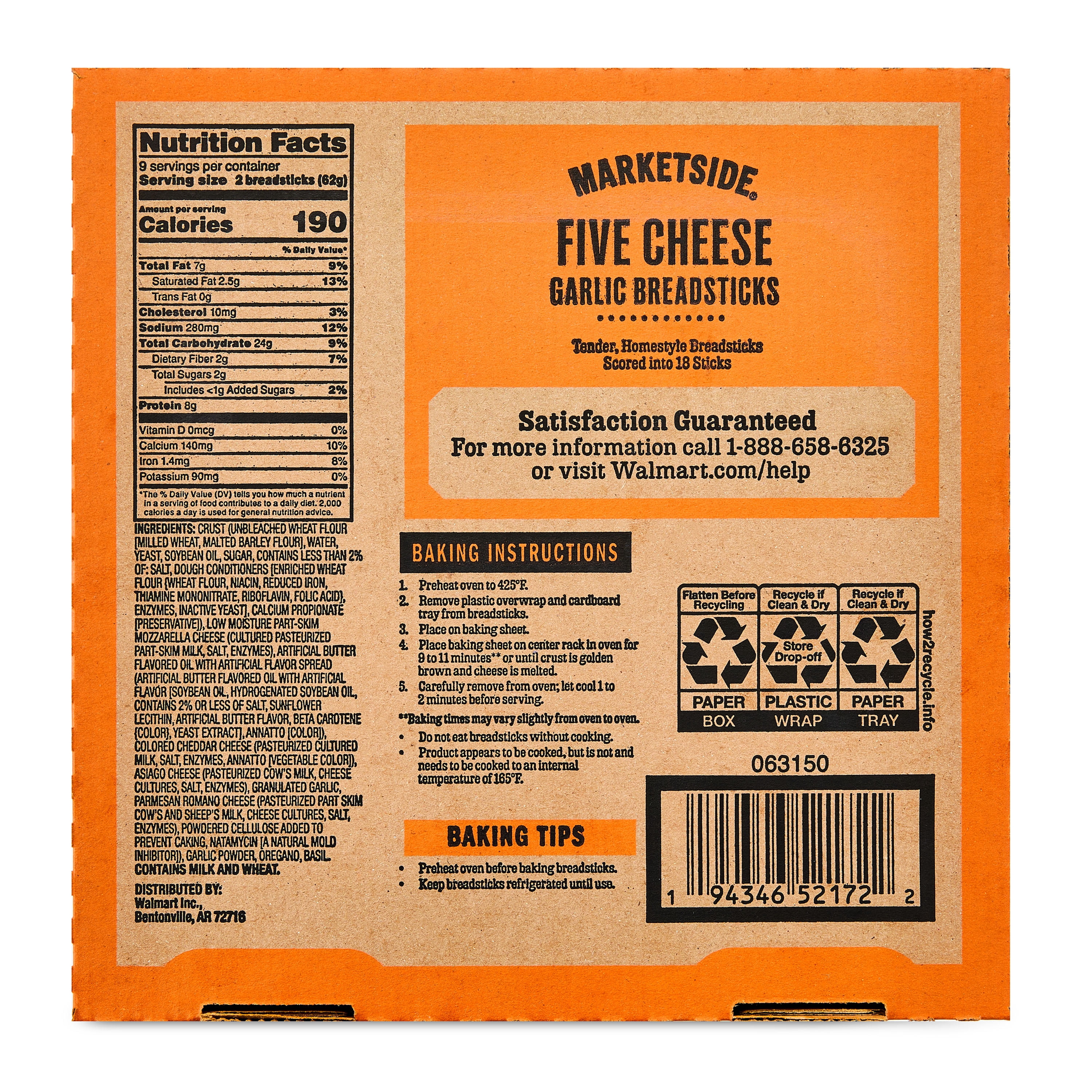 Marketside Five Cheese Homestyle Breadsticks, 18 Sticks