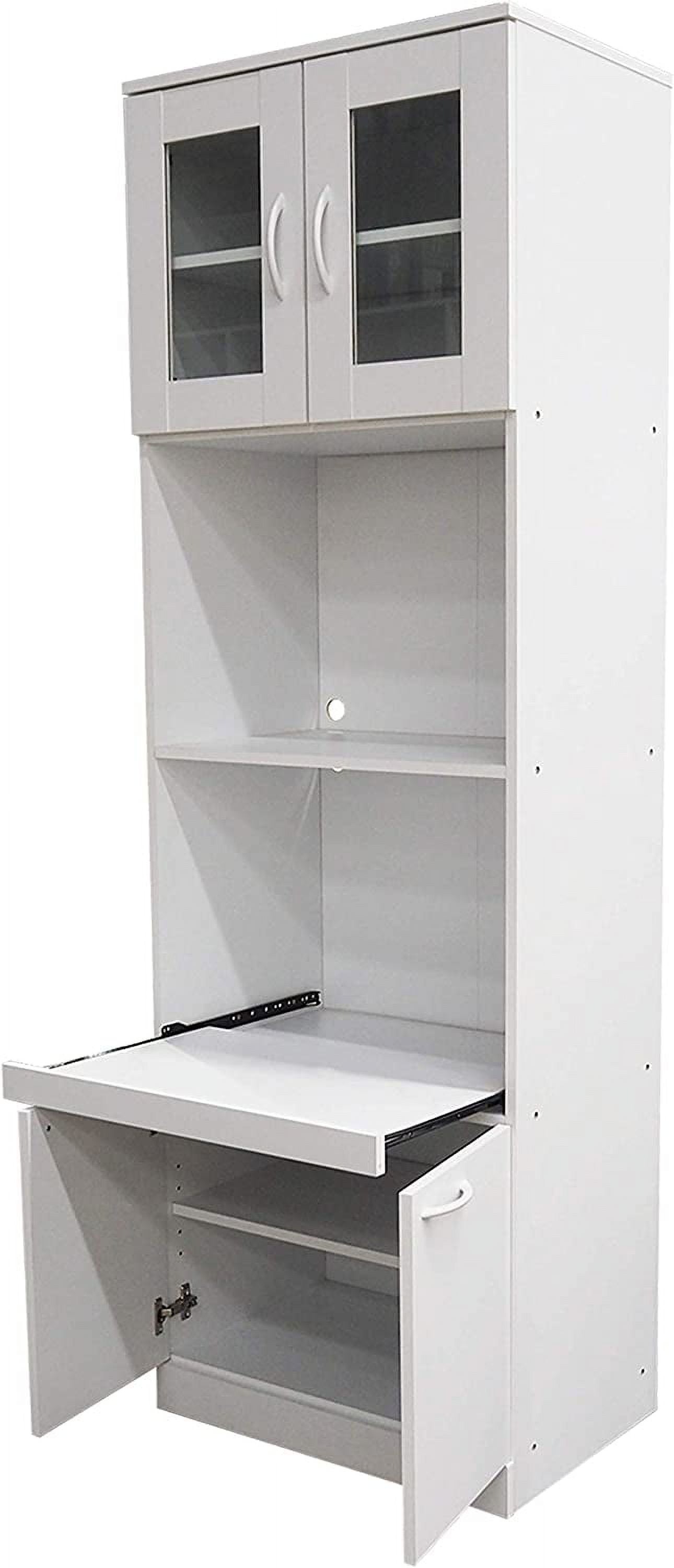 Danbury Tall Kitchen Pantry, Microwave Storage Cabinet, White, 23" W x 15" D x 70" H