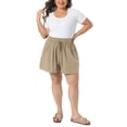 thumbnail image 2 of Agnes Orinda Women's Plus Size Shorts Wide Leg Loose Drawstring High Waist Beach Vacation 2026 Summer Casual Pant with Pocket 1X Khaki, 2 of 6