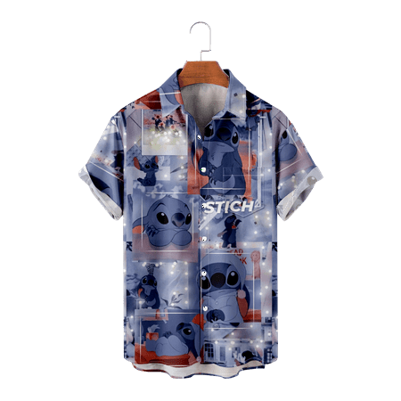

MLFU Adult Anime Shirt Short Sleeve Button Down Loose Fit Beach Aloha Tees Relaxed-Fit Costume for Men Women