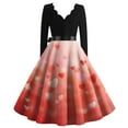 thumbnail image 3 of Fgvctg Valentine's Day Vintage Cocktail Dresses for Women Dinner Vintage Cocktail 1950s Dresses Love Heart Graphic V Neck Dress Sweet Sweet Long Sleeve Clothing Fit Outfits Watermelon Red S, 3 of 3