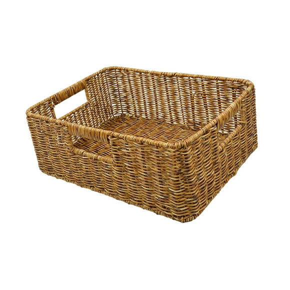 Rattan Basket for Storage Storage Bin for Shelf Farmhouse Kitchen Countertop Dark 38x26x13cm