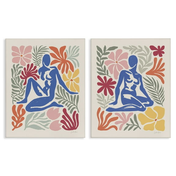 Stupell Industries Abstract Garden Female Figure People Painting Wrapped Canvas Art Print Wall Art, 16 x 20, Set of 2