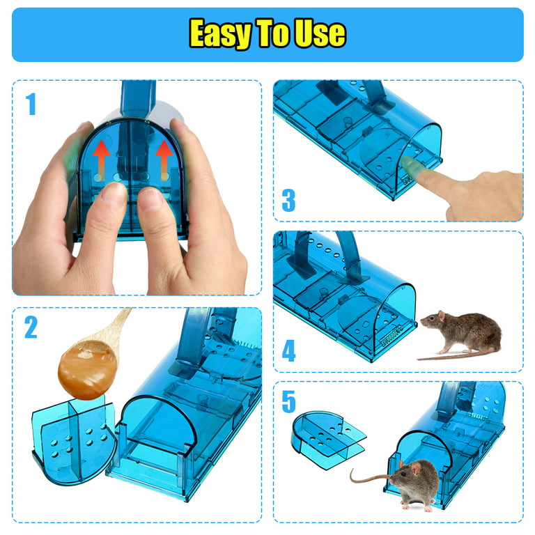 G PEH Humane Mouse Trap with Handle,Catch and Release Mouse Traps for Mice,Mouse Catcher Quick Effective(2PCS), Green