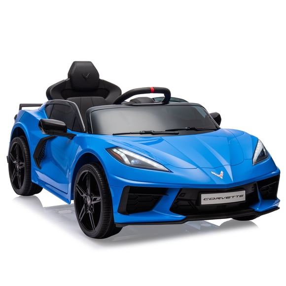 BeesClover 12V Kids Ride on Car Licensed Corvette Battery Powered Car for Toddles Electric Sports Car Toy with Remote Control, Visual Dashboard, LED Lights, Music